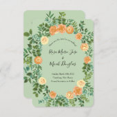 Peach Green Wedding Spring Pastel Einladung (Vorne/Hinten)