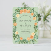 Peach Green Wedding Spring Pastel Einladung (Stehend Vorderseite)