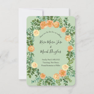 Peach Green Wedding Spring Pastel Einladung