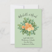 Peach Green Wedding Spring Pastel Einladung (Vorderseite)