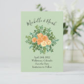 Peach Green Wedding Spring Pastel Einladung (Stehend Vorderseite)