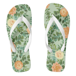 Peach Green Wedding Spring Pastel Floral Badesandalen