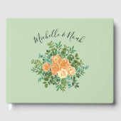 Peach Green Wedding Spring Pastel Floral Gästebuch (Vorderseite)