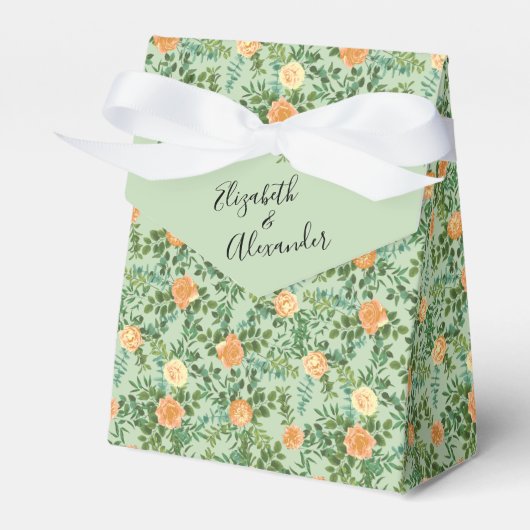 Peach Green Wedding Spring Pastel Floral Geschenkschachtel (Vorderseite)