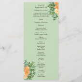 Peach Green Wedding Spring Pastel Floral Menükarte (Rückseite)
