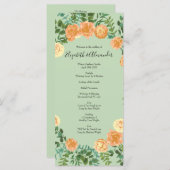 Peach Green Wedding Spring Pastel Floral Menükarte (Vorne/Hinten)
