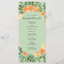 Peach Green Wedding Spring Pastel Floral Menükarte