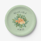 Peach Green Wedding Spring Pastel Floral Pappteller (Vorderseite)