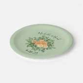 Peach Green Wedding Spring Pastel Floral Pappteller (Schrägansicht)