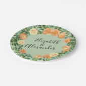 Peach Green Wedding Spring Pastel Floral Pappteller (Schrägansicht)
