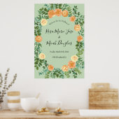 Peach Green Wedding Spring Pastel Floral Poster (Küche)