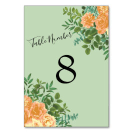Peach Green Wedding Spring Pastel Floral Tischnummer