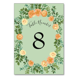 Peach Green Wedding Spring Pastel Floral Tischnummer