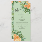Peach Green Wedding Spring Pastel Menükarte (Vorne/Hinten)