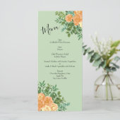 Peach Green Wedding Spring Pastel Menükarte (Stehend Vorderseite)