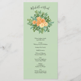 Peach Green Wedding Spring Pastel Menükarte
