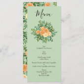 Peach Green Wedding Spring Pastel Menükarte (Vorne/Hinten)