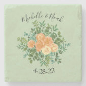 Peach Green Wedding Spring Pastel Steinuntersetzer (Vorderseite)