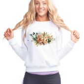 Peach Greenery Botanical Watercolor Floral Bouquet Sweatshirt