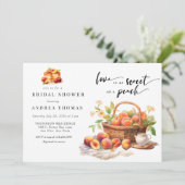 Peach Greenery | Botanisches Brautparty Einladung (Stehend Vorderseite)