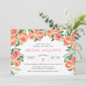 Peach Greenery Lush Spring Classic Baby Dusche Einladung (Stehend Vorderseite)