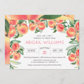 Peach Greenery Lush Spring Classic Baby Dusche Einladung (Vorne/Hinten)