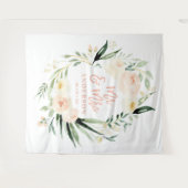 Peach + grün Mr. & Mrs. Aquarell Blumenhochzeit Wandteppich (Vorderseite (Horizontal))