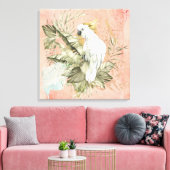 Peach Grunge Boho Floral Bird Leinwanddruck (Insitu (Wohnzimmer))