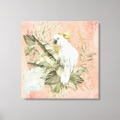 Peach Grunge Boho Floral Bird Leinwanddruck (Vorderseite)