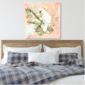 Peach Grunge Boho Floral Bird Leinwanddruck (Insitu (Schlafzimmer))