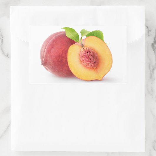 Peach halves rechteckiger aufkleber (Tasche)