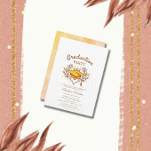 Peach Hand gezeichnet goldener Cap Abschluss Einladung