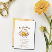 Peach Hand gezeichnet goldener Cap Abschluss Einladung