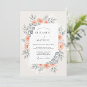 Peach Harmonious Botanical Wedding Einladung (Stehend Vorderseite)
