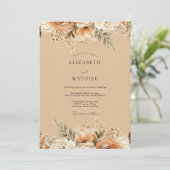 Peach Harvest Bloom Wedding Einladung (Stehend Vorderseite)