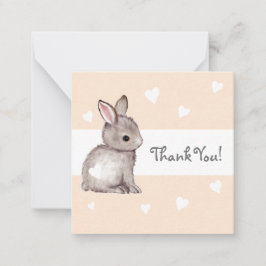 Peach Heart Bunny Baby Dusche Danke Notecards Mitteilungskarte