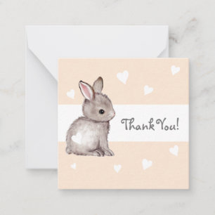 Peach Heart Bunny Baby Dusche Danke Notecards Mitteilungskarte