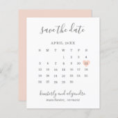 Peach Heart Calender Budget Hochzeit Speichern Sie (Vorne/Hinten)