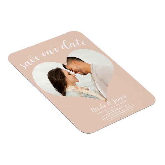 Peach Heart Foto Wedding Save the Date Magnet (Rechte Seite)