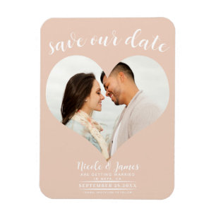 Peach Heart Foto Wedding Save the Date Magnet