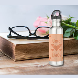 Peach Hearts Bilingual "Niedlich" "Linda Edelstahlflasche