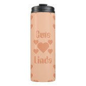 Peach Hearts Bilingual "Niedlich" "Linda Thermosbecher (Vorderseite)