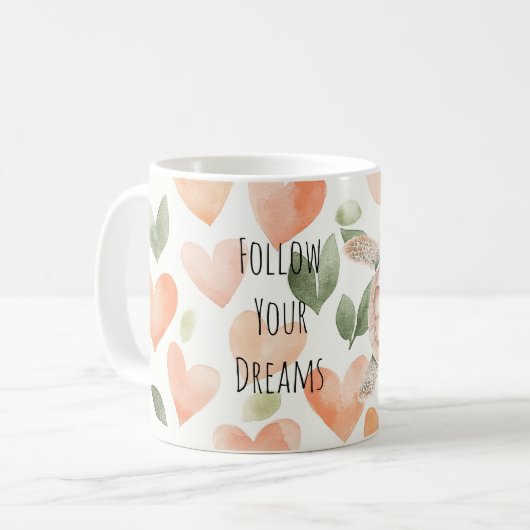 Peach Hearts Dreams Sea Turtle Kaffeetasse (Vorderseite Links)