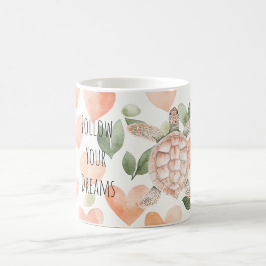 Peach Hearts Dreams Sea Turtle Kaffeetasse (Mittel)