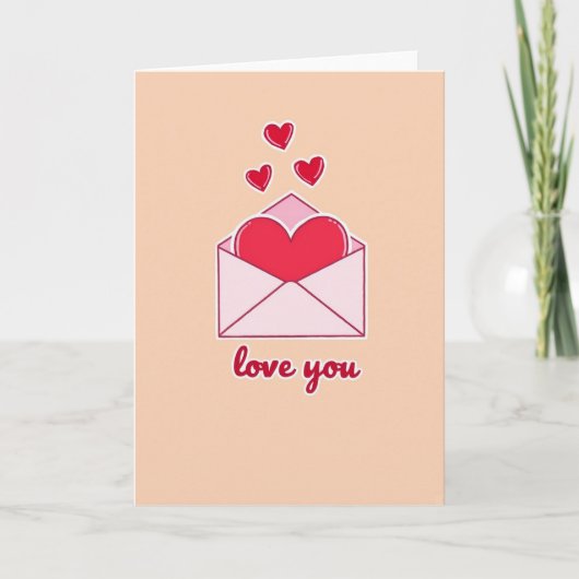 Peach Hearts Love You Card Karte (Vorderseite)