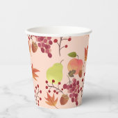 Peach Herbst Ernte Fruchtmuster Pappbecher (Vorderseite)