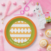 Peach herz with Orange and Green Birthday Pappteller (Party)