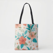 Peach Hibiscus Floral Tasche (Vorderseite)