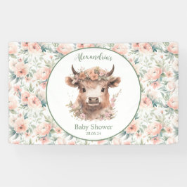 Peach Highland Cow Banner