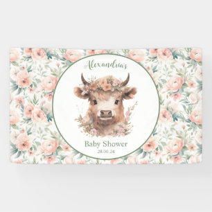 Peach Highland Cow Banner